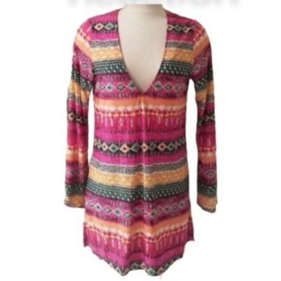 KENNETH COLE REACTION - L Sz L EUC Swimsuit Coverup/Tunic Top/V-Neck/Long Sleeve - Picture 9 of 16